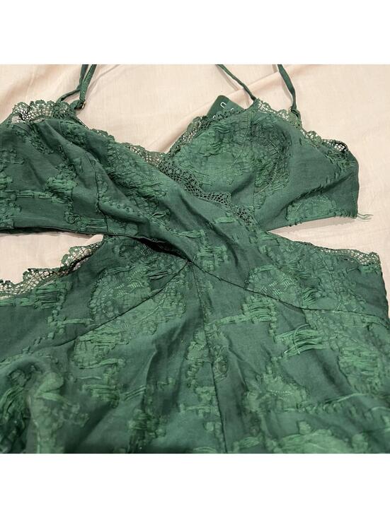 House of Harlow 1960 x REVOLVE Siena Jumpsuit Emerald Green Jacquard Lace XS - Picture 4 of 7